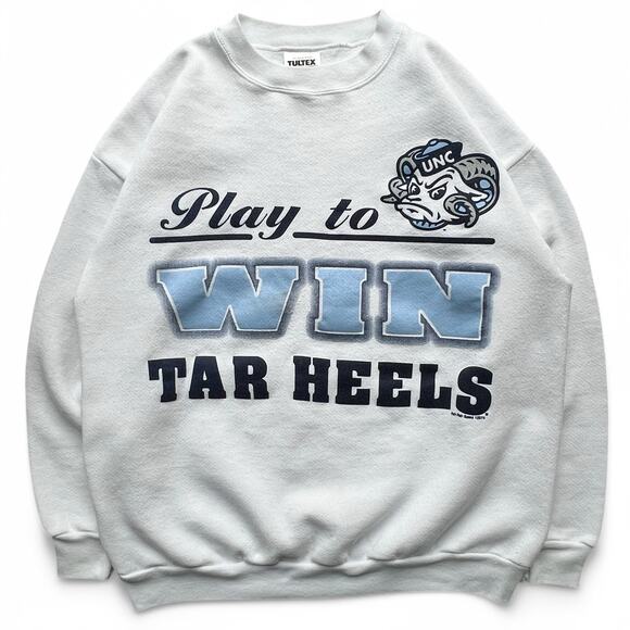 Tultex Other - Vintage UNC Tar Heels Tultex Crewneck Sweatshirt Play Win White Carolina Blue L